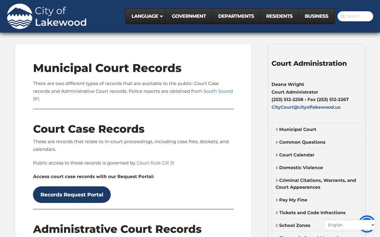 Lakewood Recent Bookings police records page