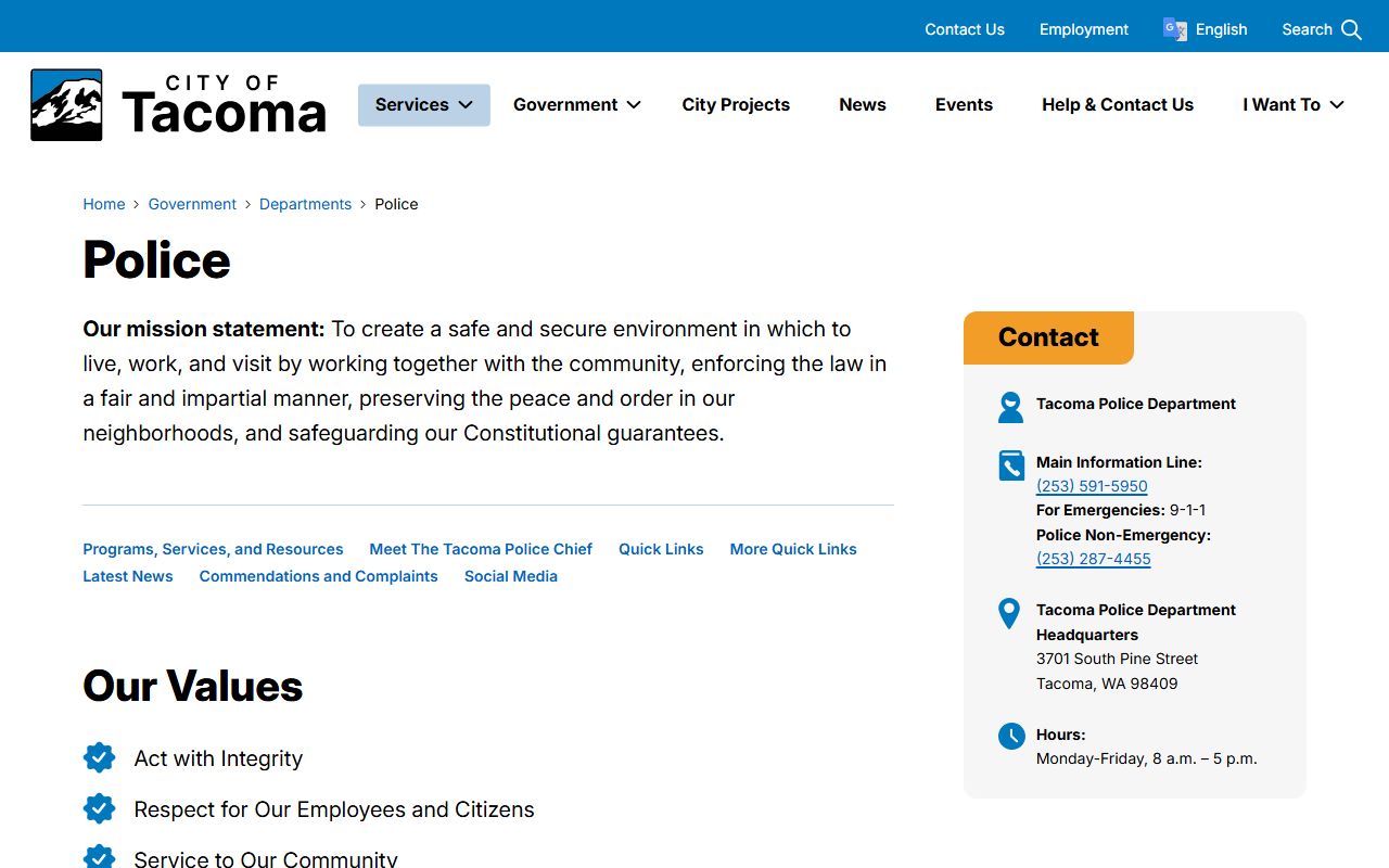 Tacoma Recent Bookings Tacoma Police Department