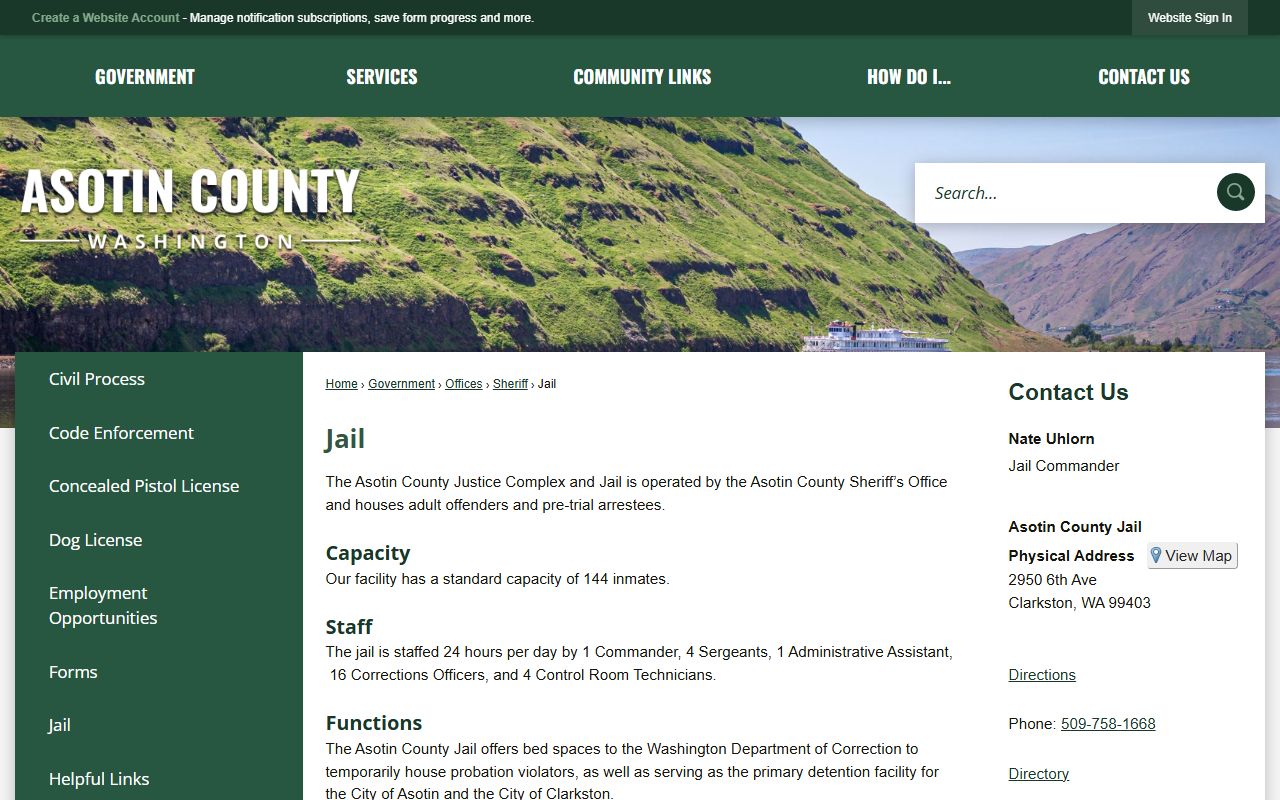 Asotin County Recent Bookings jail information