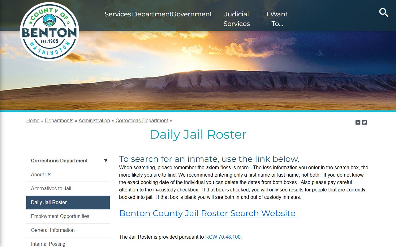 Benton County Recent Bookings roster information