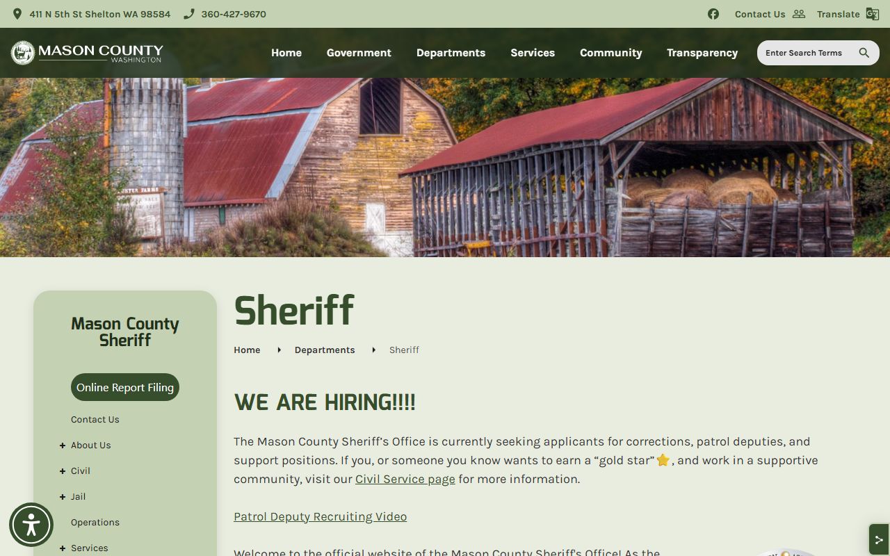 Mason County Recent Bookings sheriff office in Shelton