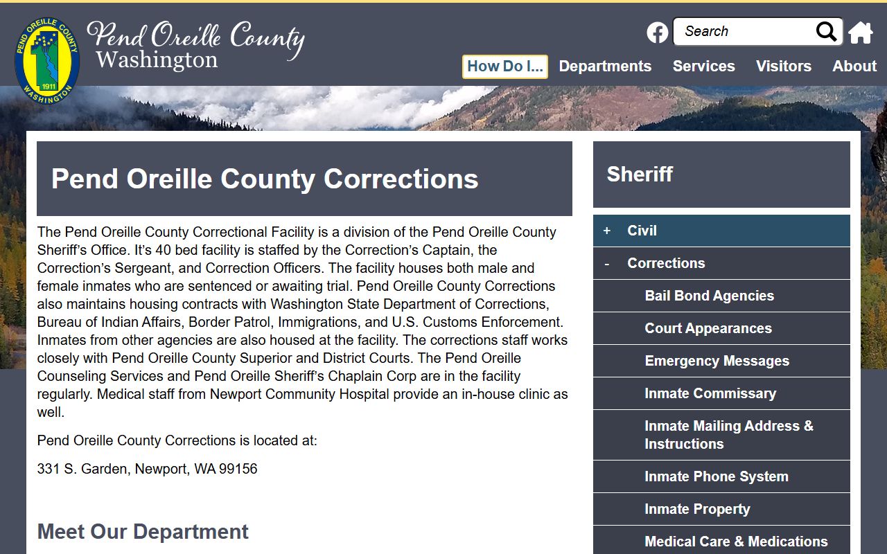 Pend Oreille County Recent Bookings corrections page in Newport