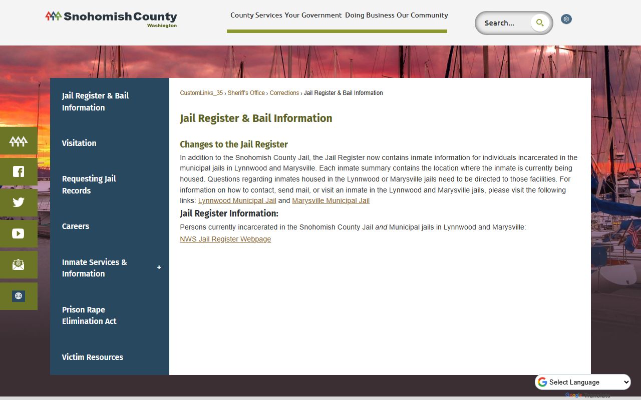 Snohomish County Recent Bookings jail information