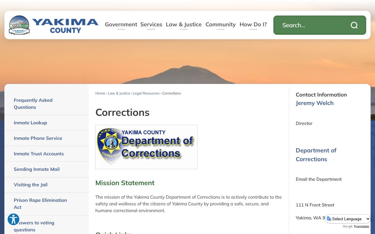 Yakima County Recent Bookings corrections page