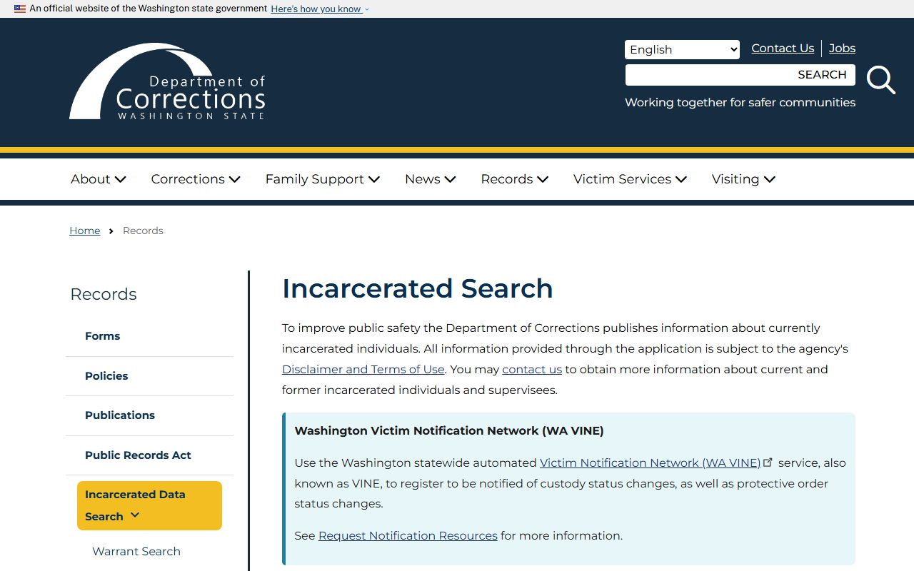 Washington Recent Bookings Washington DOC incarcerated search